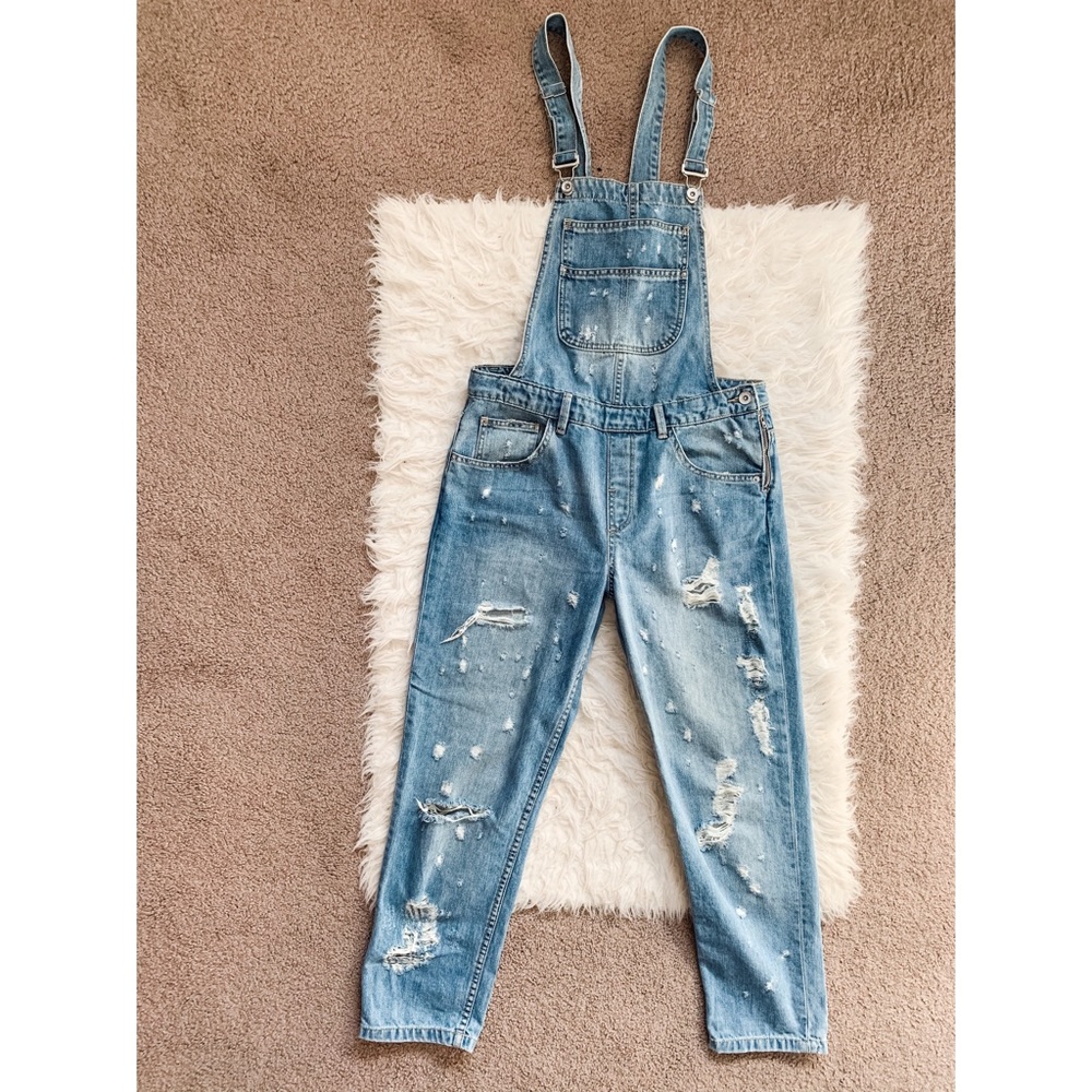 Zara distressed overalls